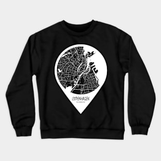 Copenhagen, Denmark City Map - Travel Pin Crewneck Sweatshirt